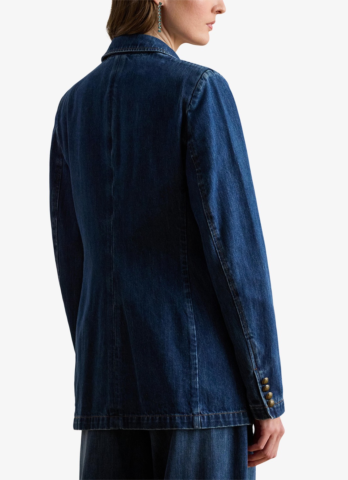 Ralph Lauren Double-breasted blazer van denim - achterkant maxen wash / blauw