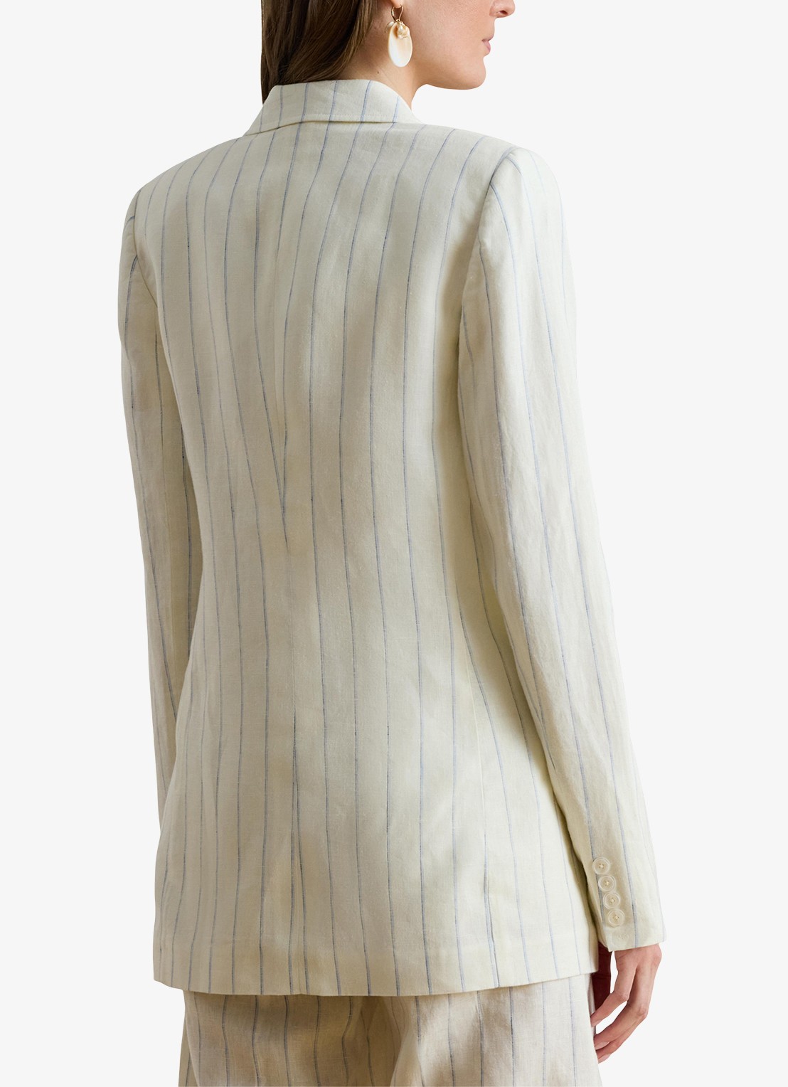 Ralph Lauren Double-breasted blazer van linnen met streepprint - achterkant 5 white/blue multi-2wxu