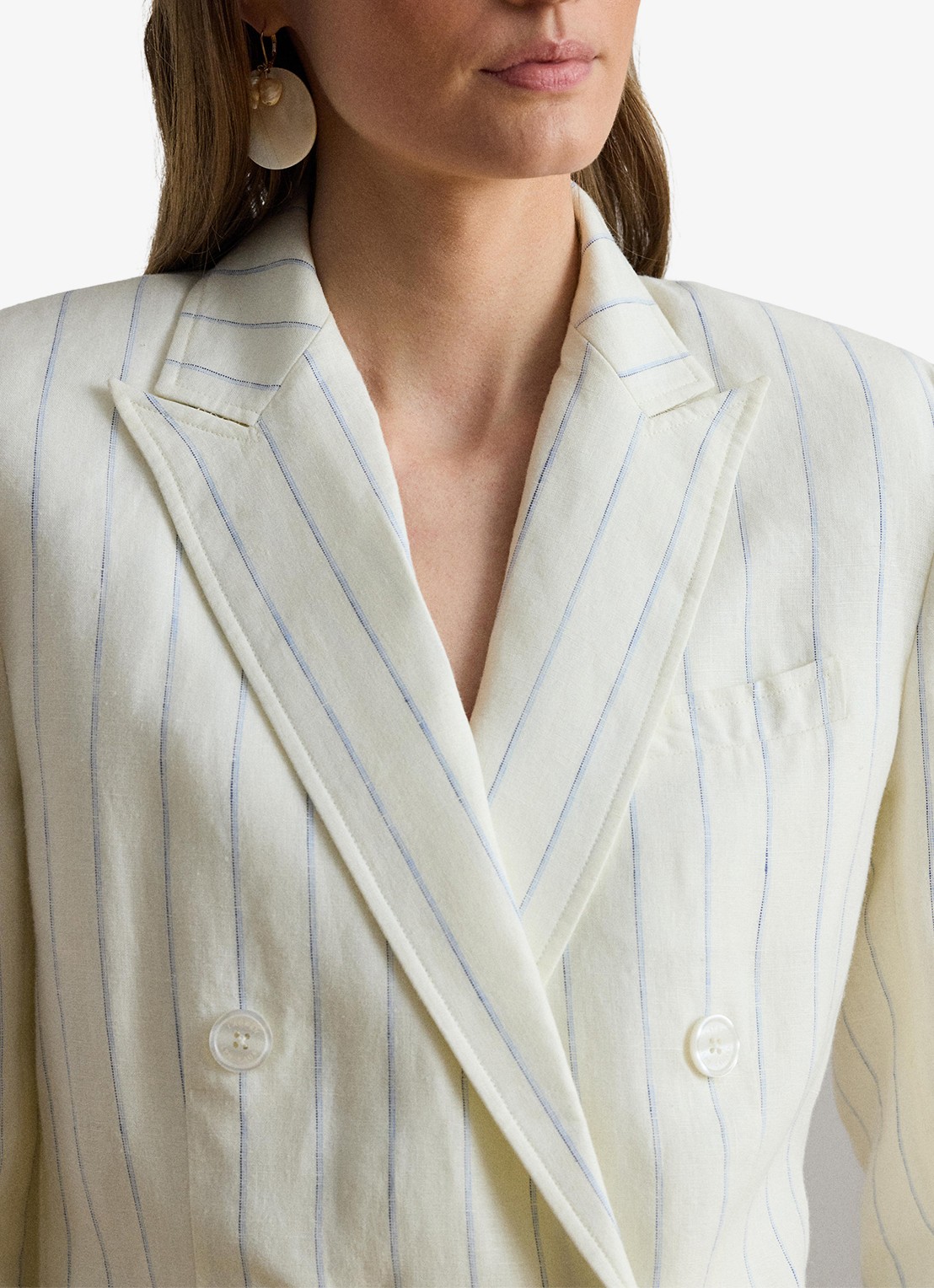 Ralph Lauren Double-breasted blazer van linnen met streepprint - detail 4 white/blue multi-2wxu