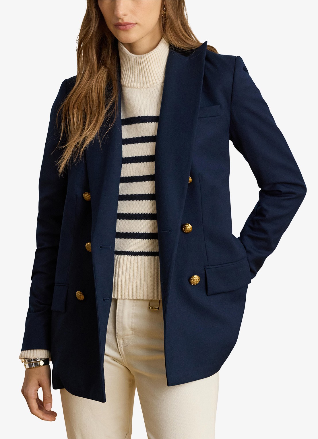 Ralph Lauren Double-breasted blazer van wol met klepzakken - detail 2 donkerblauw
