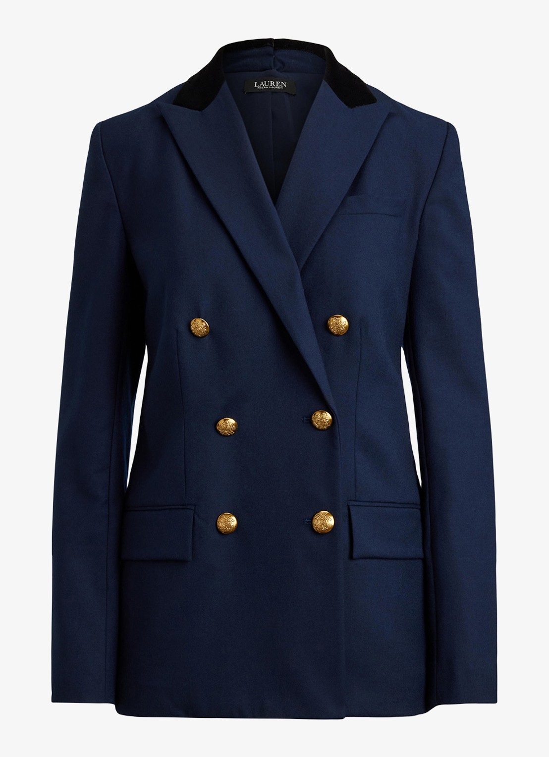 Ralph Lauren Double-breasted blazer van wol met klepzakken - voorkant 3 donkerblauw