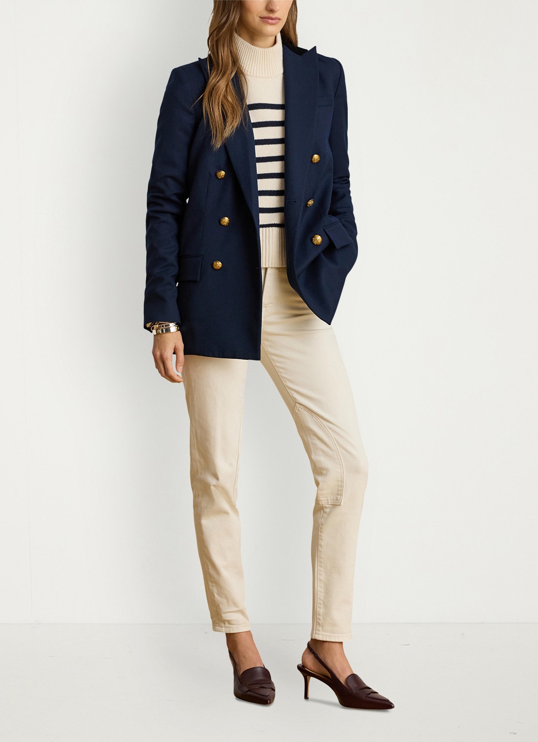 Ralph Lauren Double-breasted blazer van wol met klepzakken - voorkant 4 donkerblauw