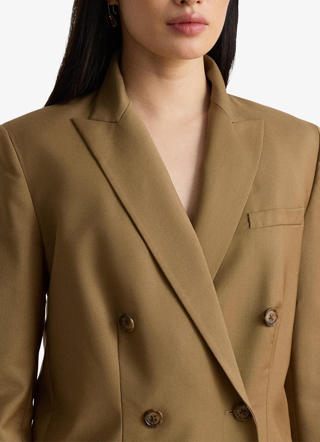 Ralph Lauren Double-breasted blazer van wol met klepzakken - detail 3 honey tan / beige