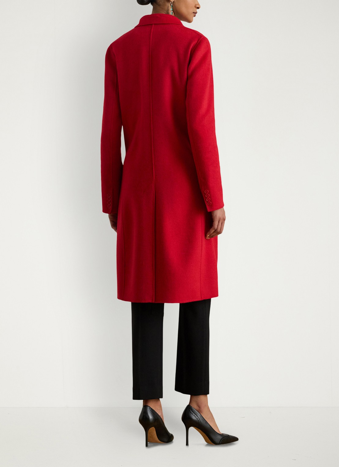 Ralph Lauren Double-breasted mantel in wolblend met klepzakken - achterkant 5 ralph red / rood