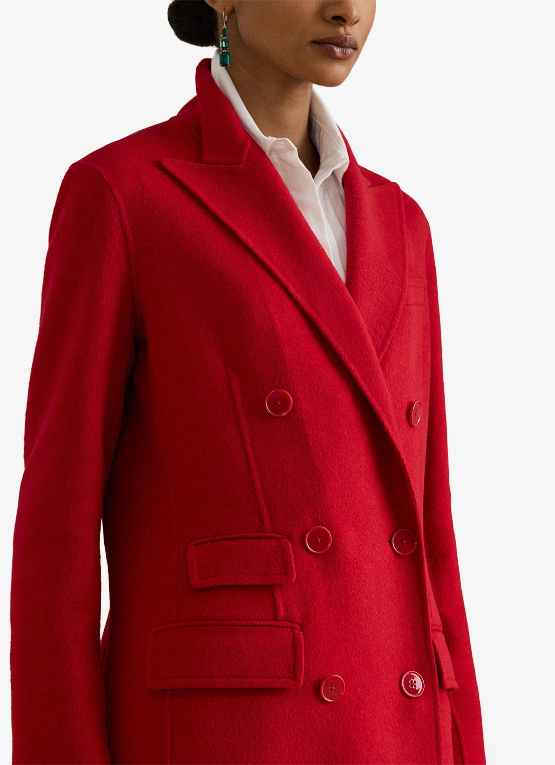 Ralph Lauren Double-breasted mantel in wolblend met klepzakken - detail 4 ralph red / rood
