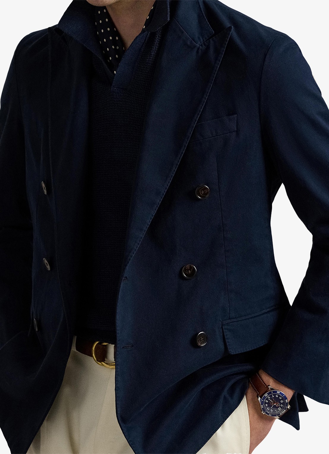 Ralph Lauren Double-breasted slim fit colbert met klepzakken - detail 2 bright navy / donkerblauw