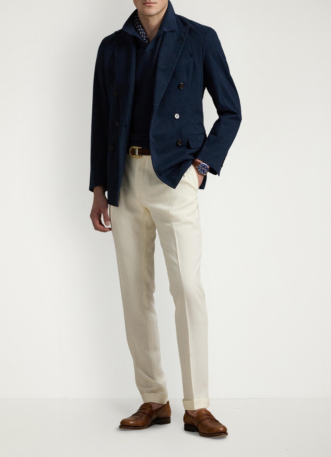 Ralph Lauren Double-breasted slim fit colbert met klepzakken - voorkant 5 bright navy / donkerblauw