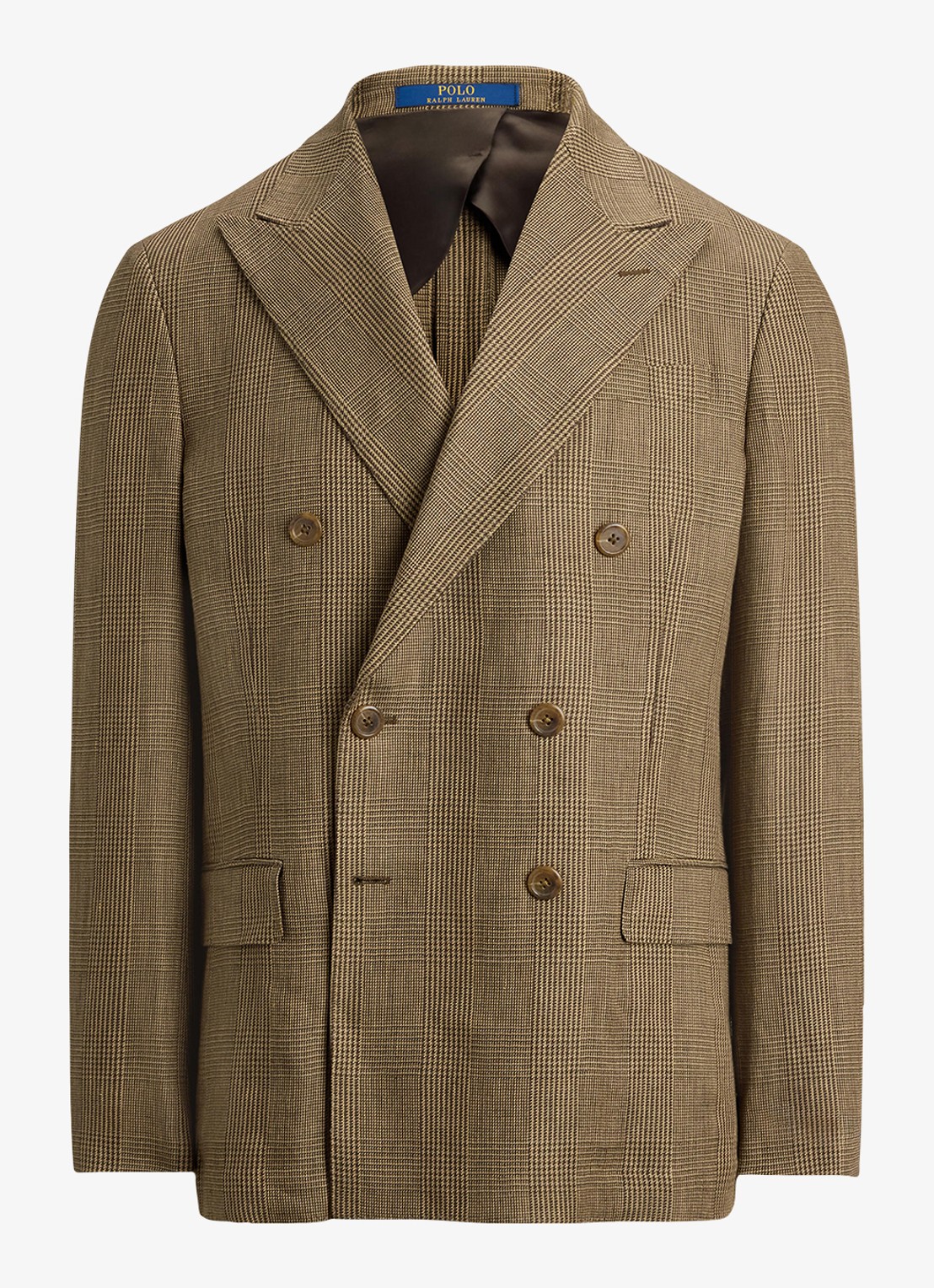 Ralph Lauren Double-breasted slim fit colbert met ruitdessin - voorkant 3 sage multi / groen
