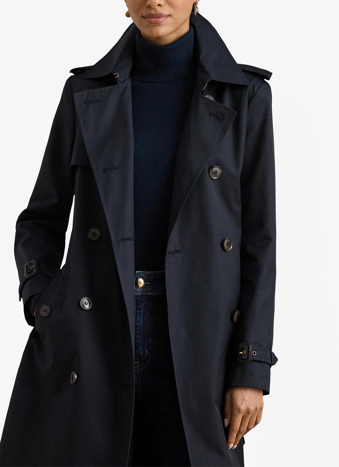 Ralph Lauren Double-breasted trenchcoat met ceintuur - detail 4 donkerblauw