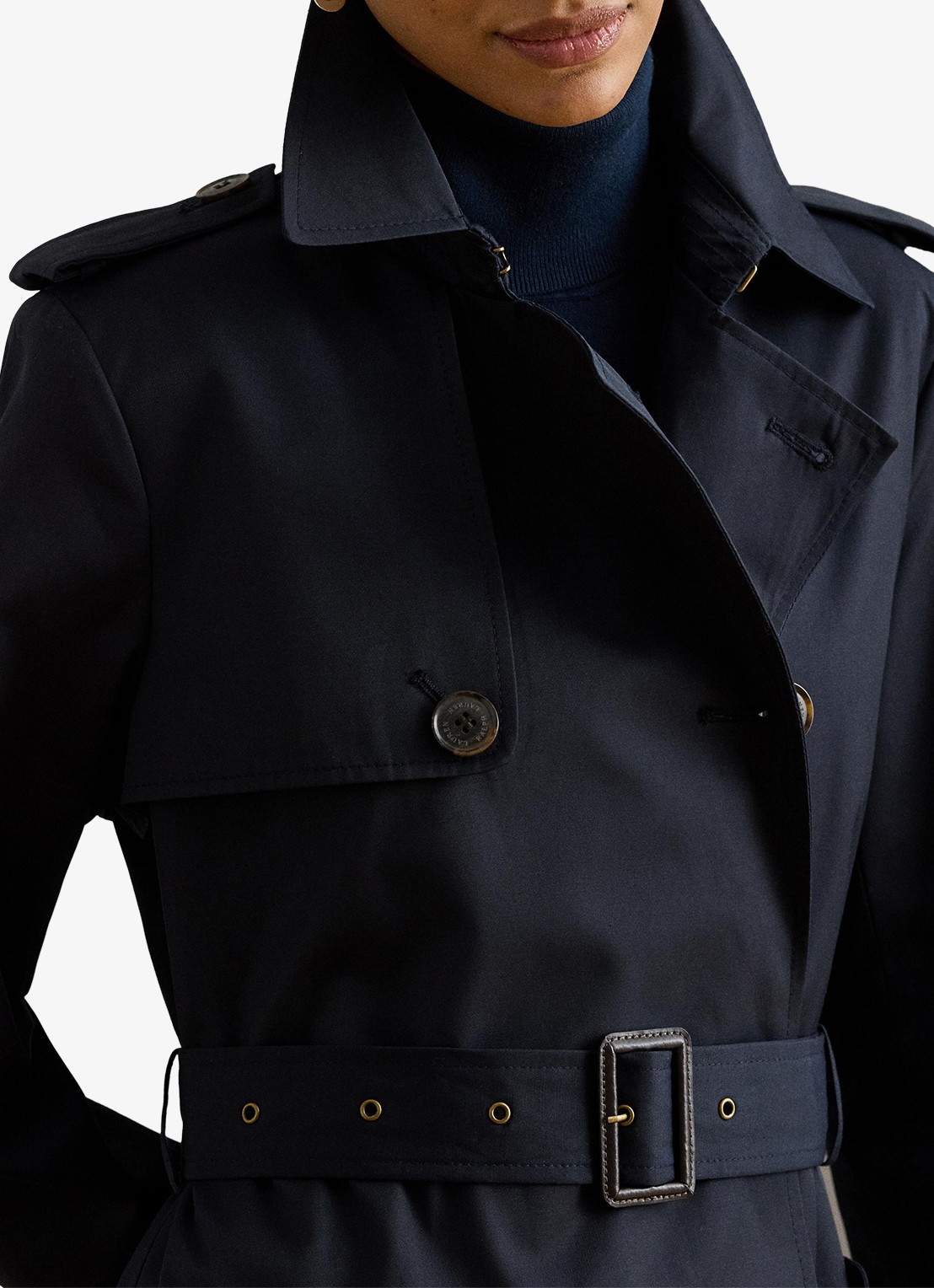 Ralph Lauren Double-breasted trenchcoat met ceintuur - detail 5 donkerblauw