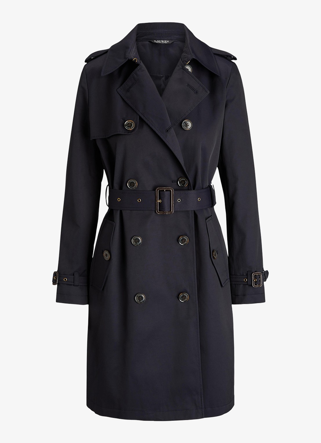 Ralph Lauren Double-breasted trenchcoat met ceintuur - voorkant 2 donkerblauw