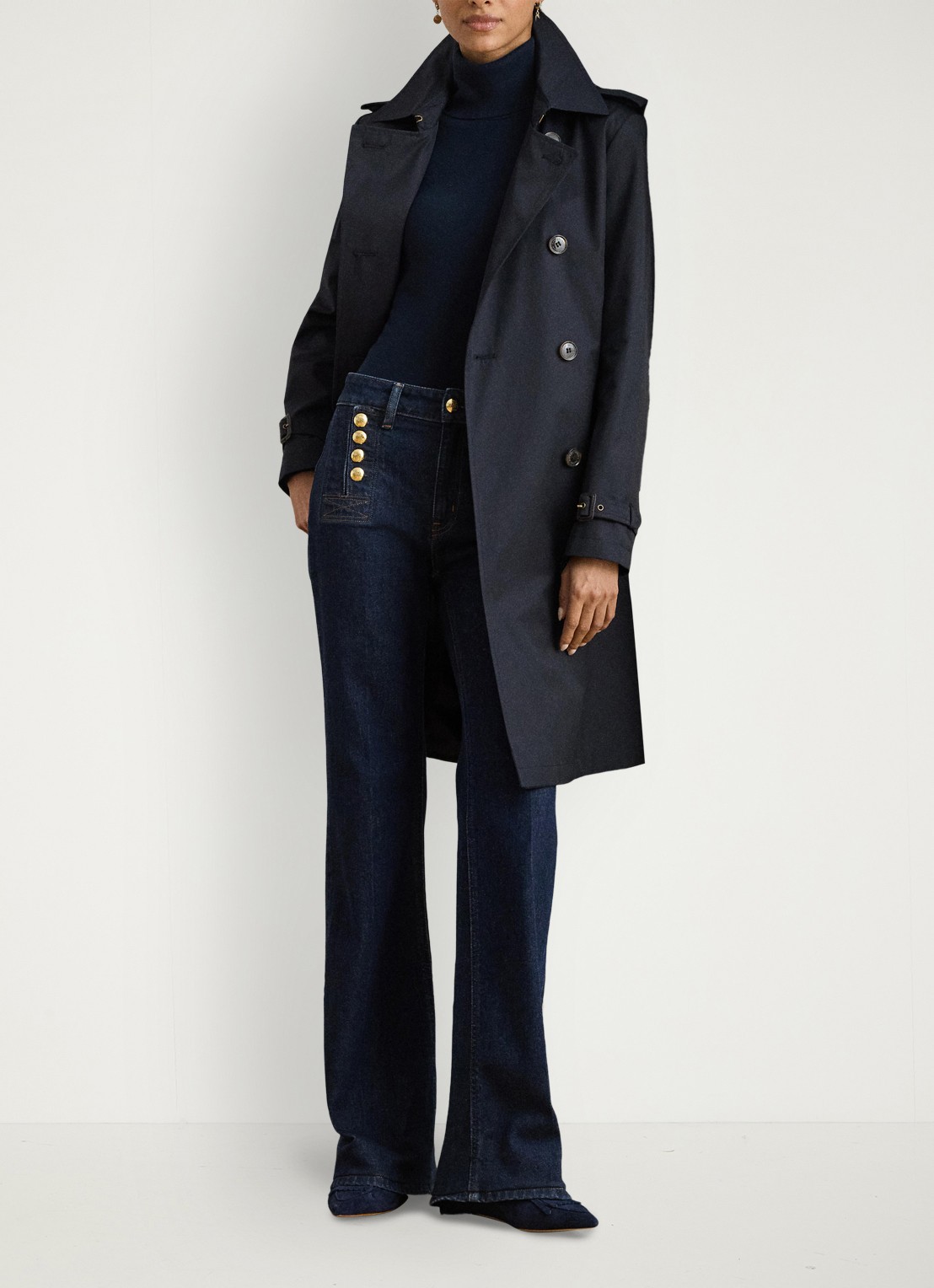 Ralph Lauren Double-breasted trenchcoat met ceintuur - voorkant 3 donkerblauw