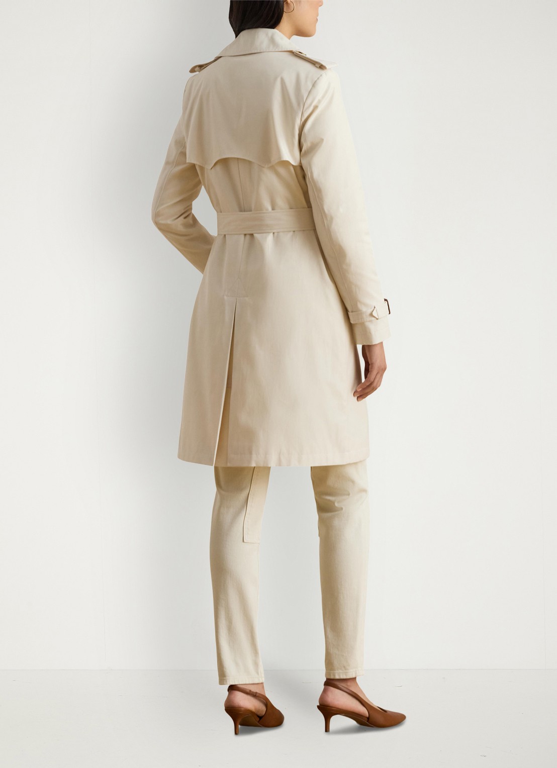 Ralph Lauren Double-breasted trenchcoat met ceintuur - achterkant 3 mascarpone cream-2why / beige