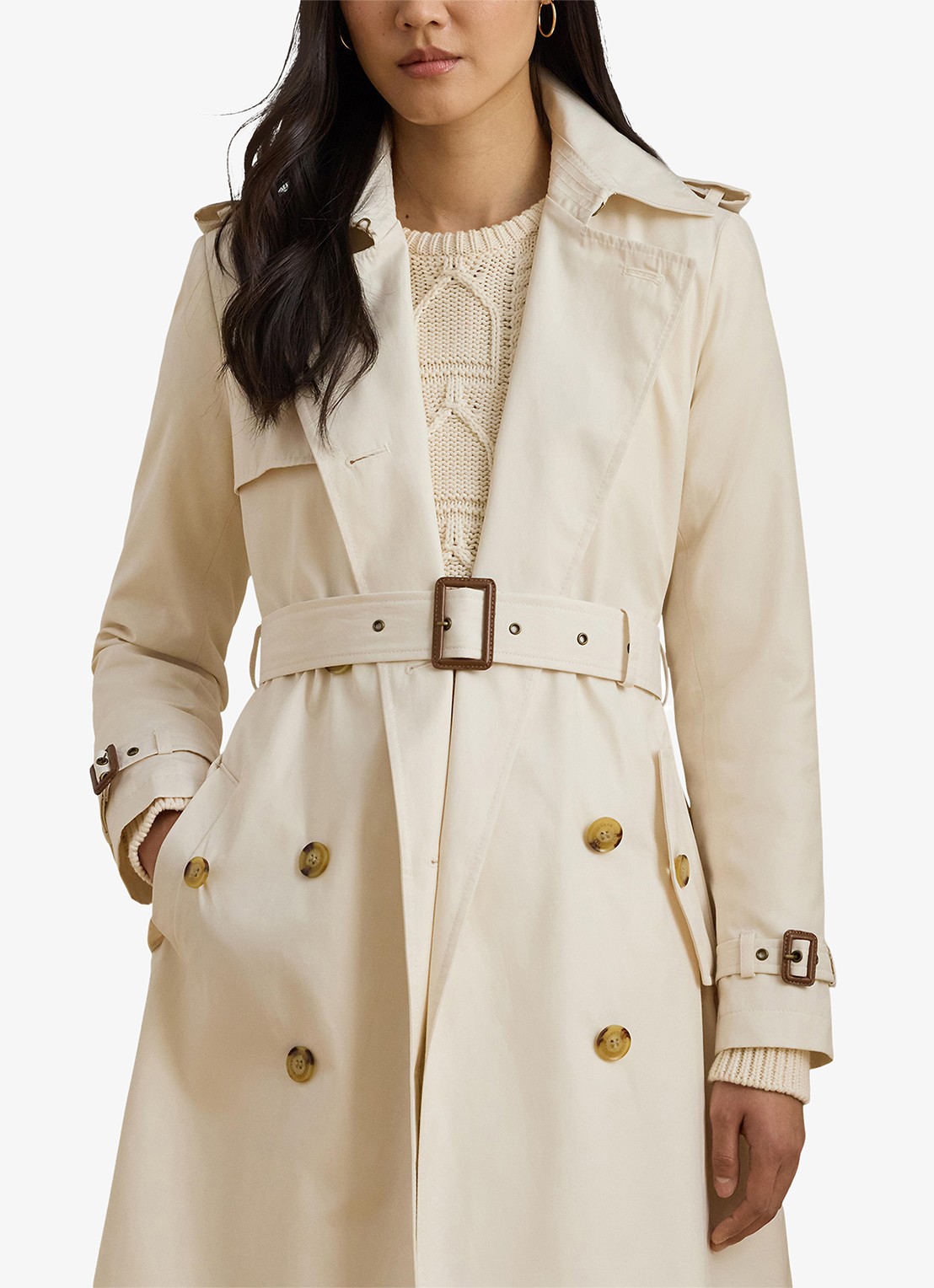 Ralph Lauren Double-breasted trenchcoat met ceintuur - detail 5 mascarpone cream-2why / beige