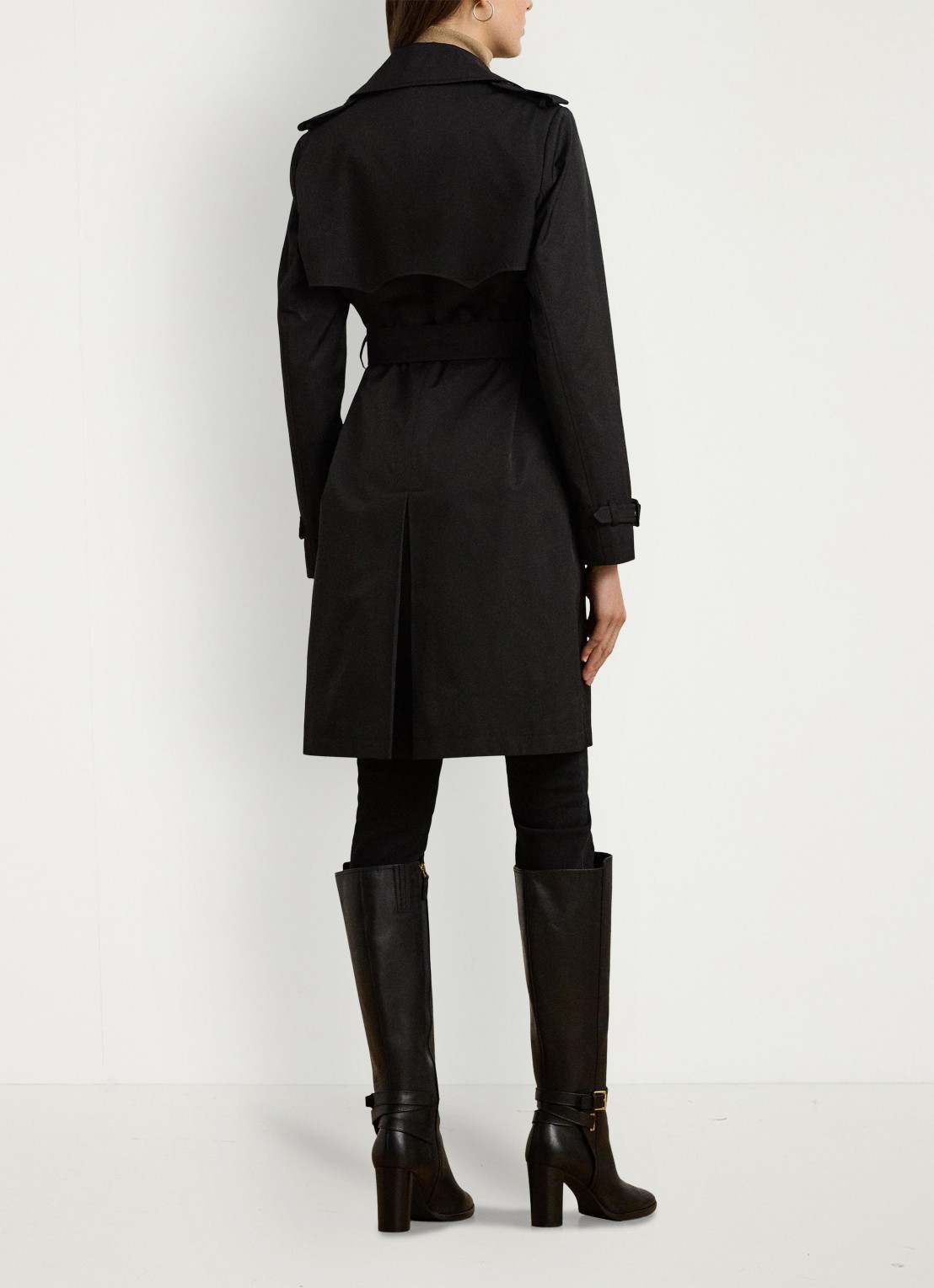 Ralph Lauren Double-breasted trenchcoat met ceintuur - achterkant 3 black-2wah / zwart