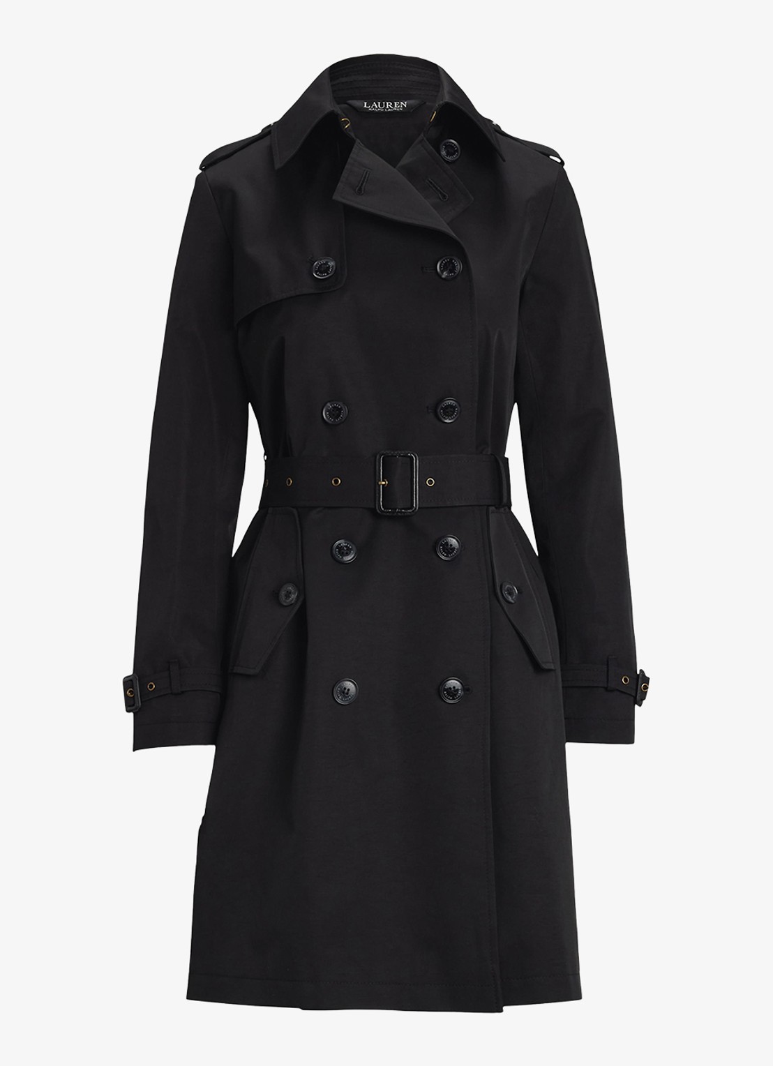Ralph Lauren Double-breasted trenchcoat met ceintuur - voorkant black-2wah / zwart