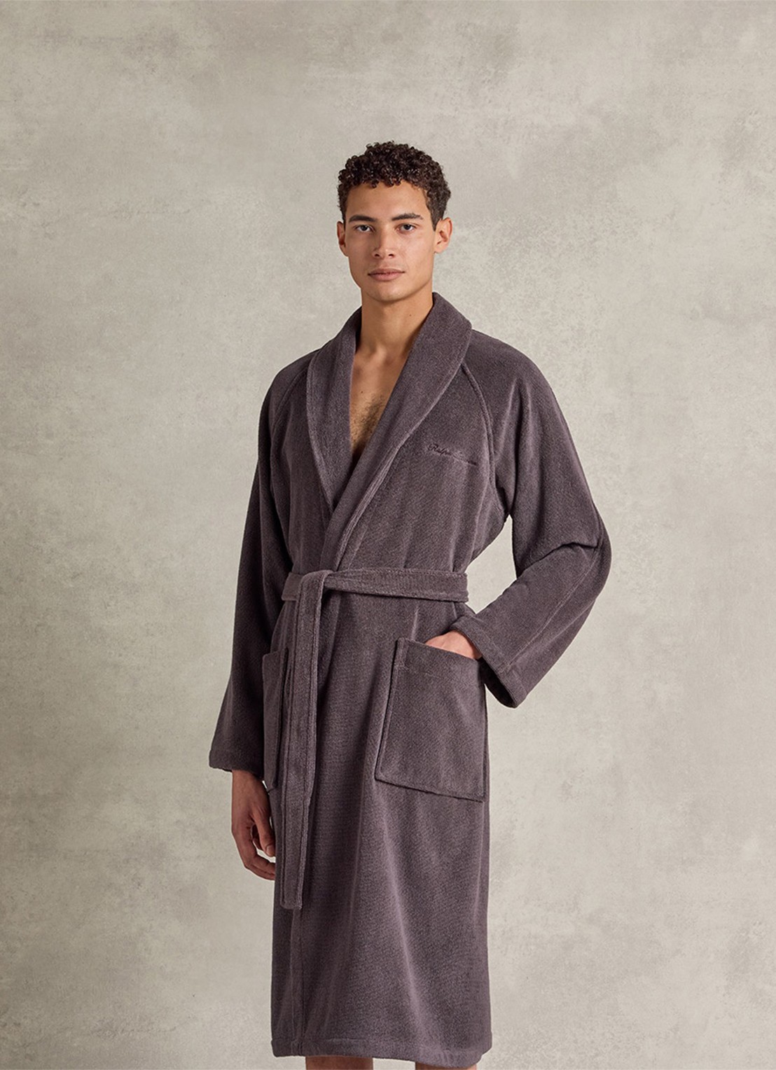 Ralph Lauren Dulaney badjas met opgestikte zakken - unisex - detail grijs