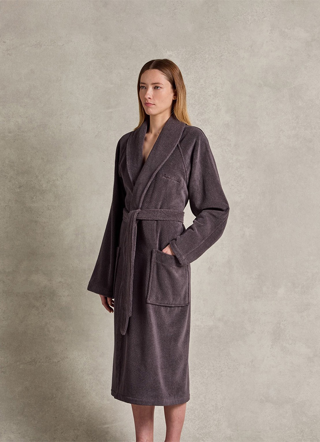 Ralph Lauren Dulaney badjas met opgestikte zakken - unisex - voorkant 8 grijs