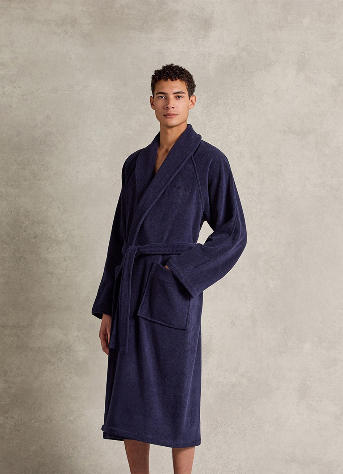 Ralph Lauren Dulaney badjas met opgestikte zakken - unisex - voorkant 2 donkerblauw