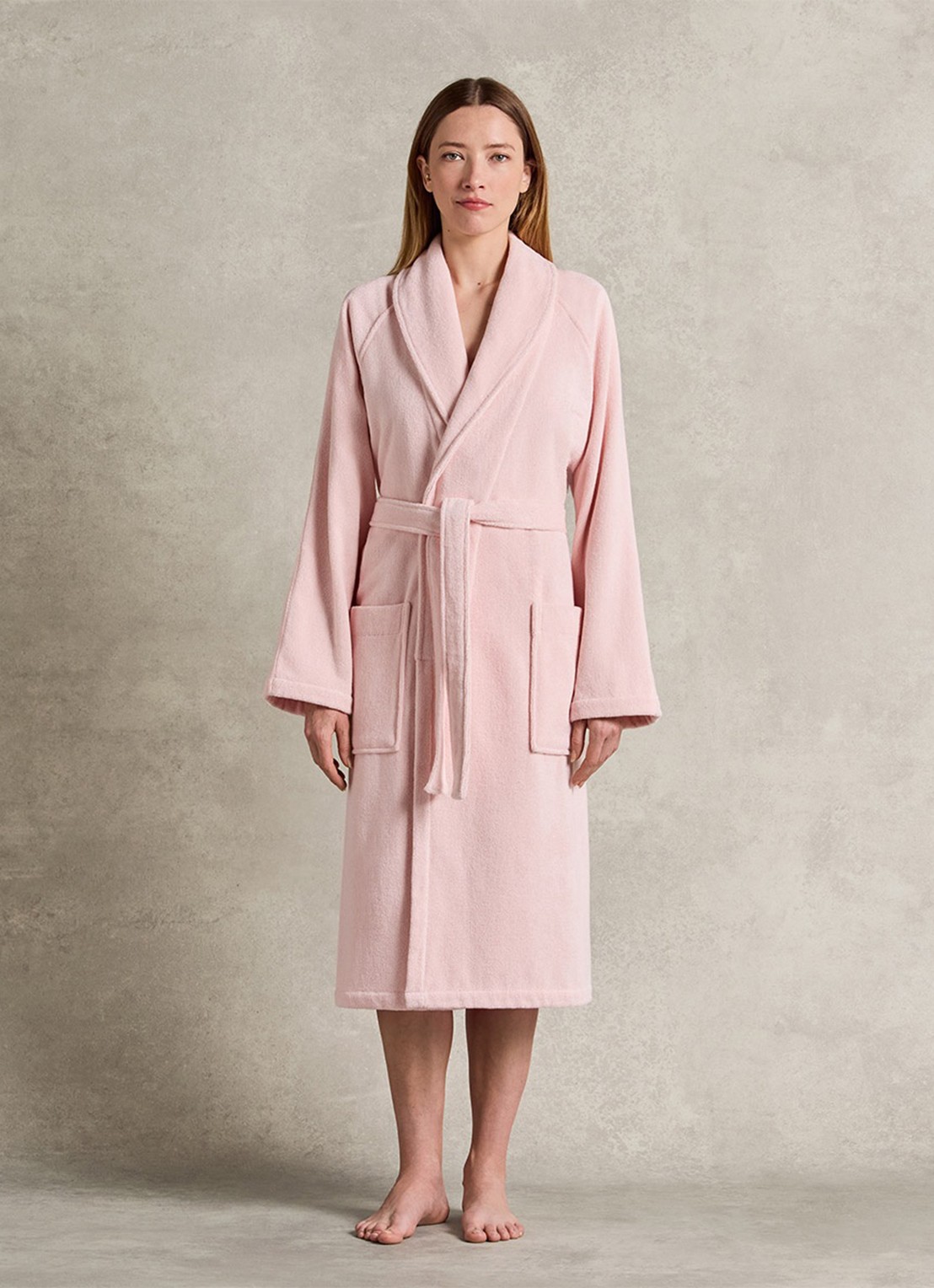Ralph Lauren Dulaney badjas met opgestikte zakken - unisex - voorkant 2 lichtroze