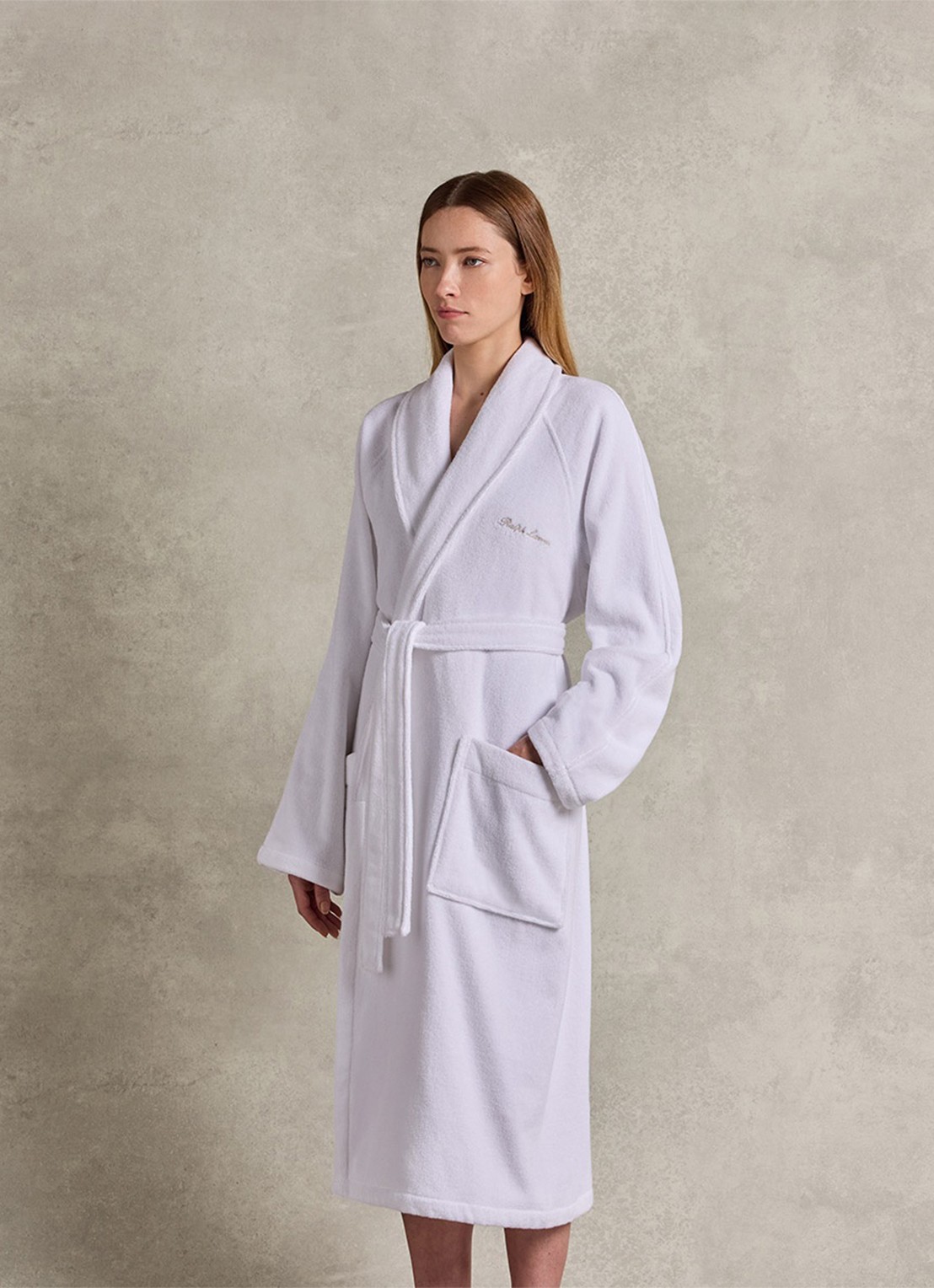 Ralph Lauren Dulaney badjas met opgestikte zakken - unisex - voorkant 8 wit