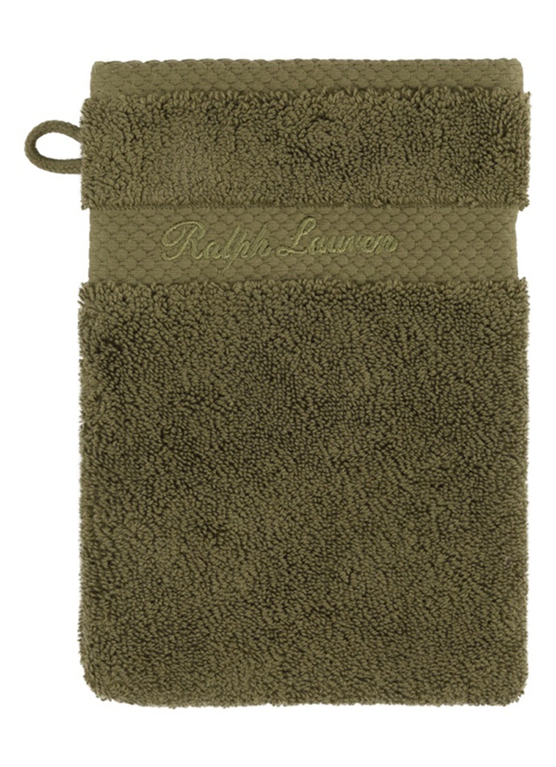 Ralph Lauren Dulaney washand - 16 x 22 cm - voorkant olijfgroen