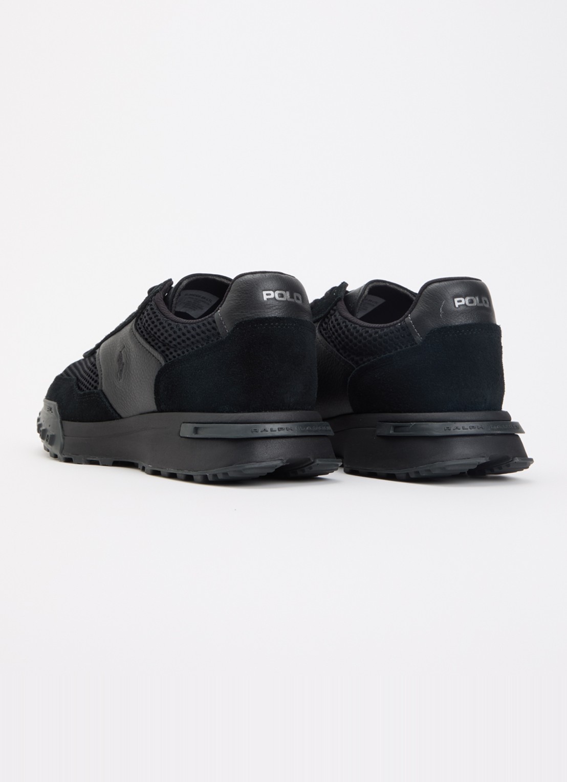 Ralph Lauren Eldridge sneaker van mesh met leren details - achterkant 5 zwart