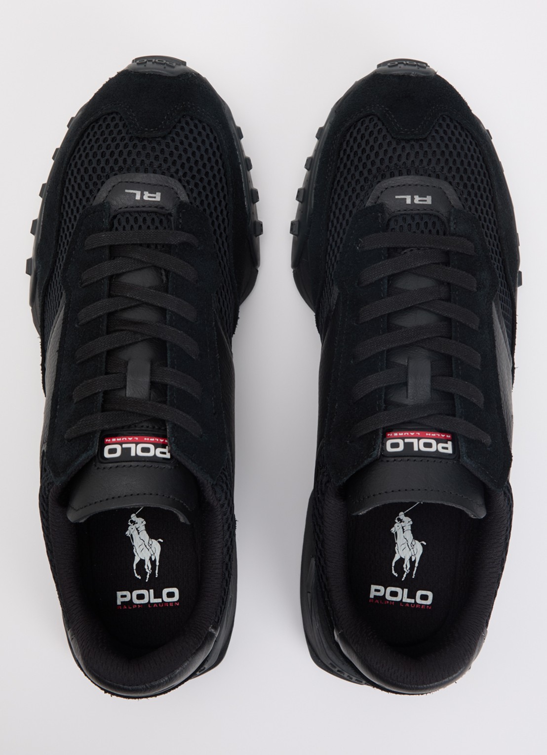 Ralph Lauren Eldridge sneaker van mesh met leren details - detail 2 zwart