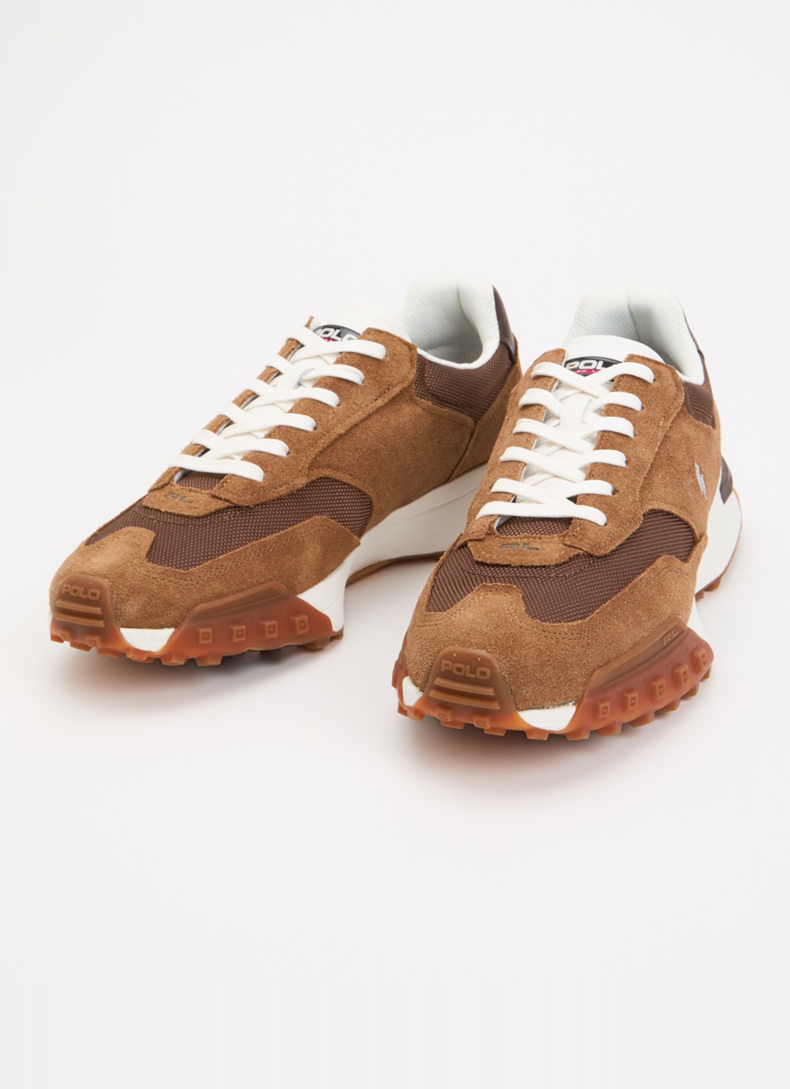 Ralph Lauren Eldridge sneaker van suède met mesh details - detail 3 camel