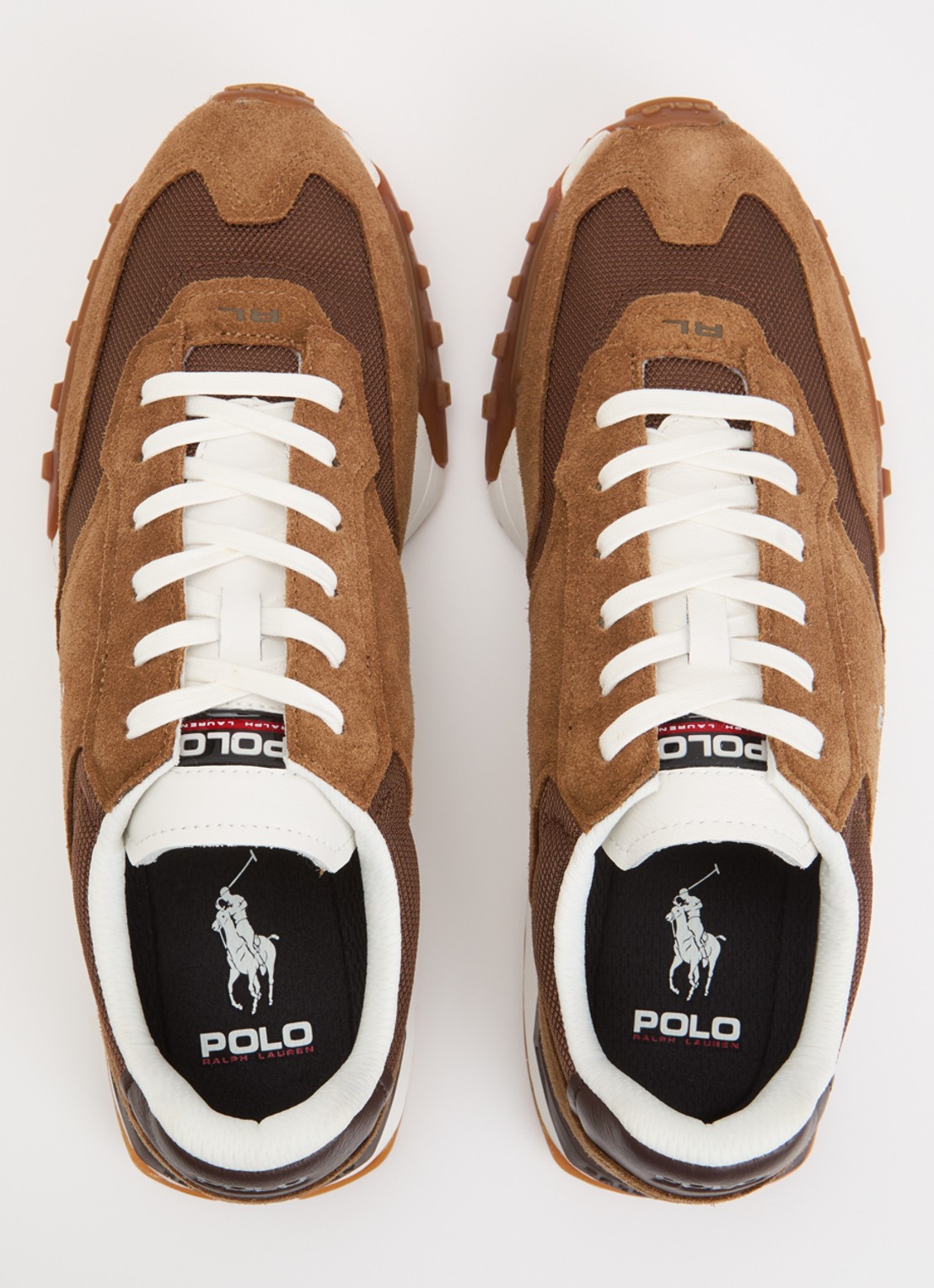 Ralph Lauren Eldridge sneaker van suède met mesh details - detail 4 camel