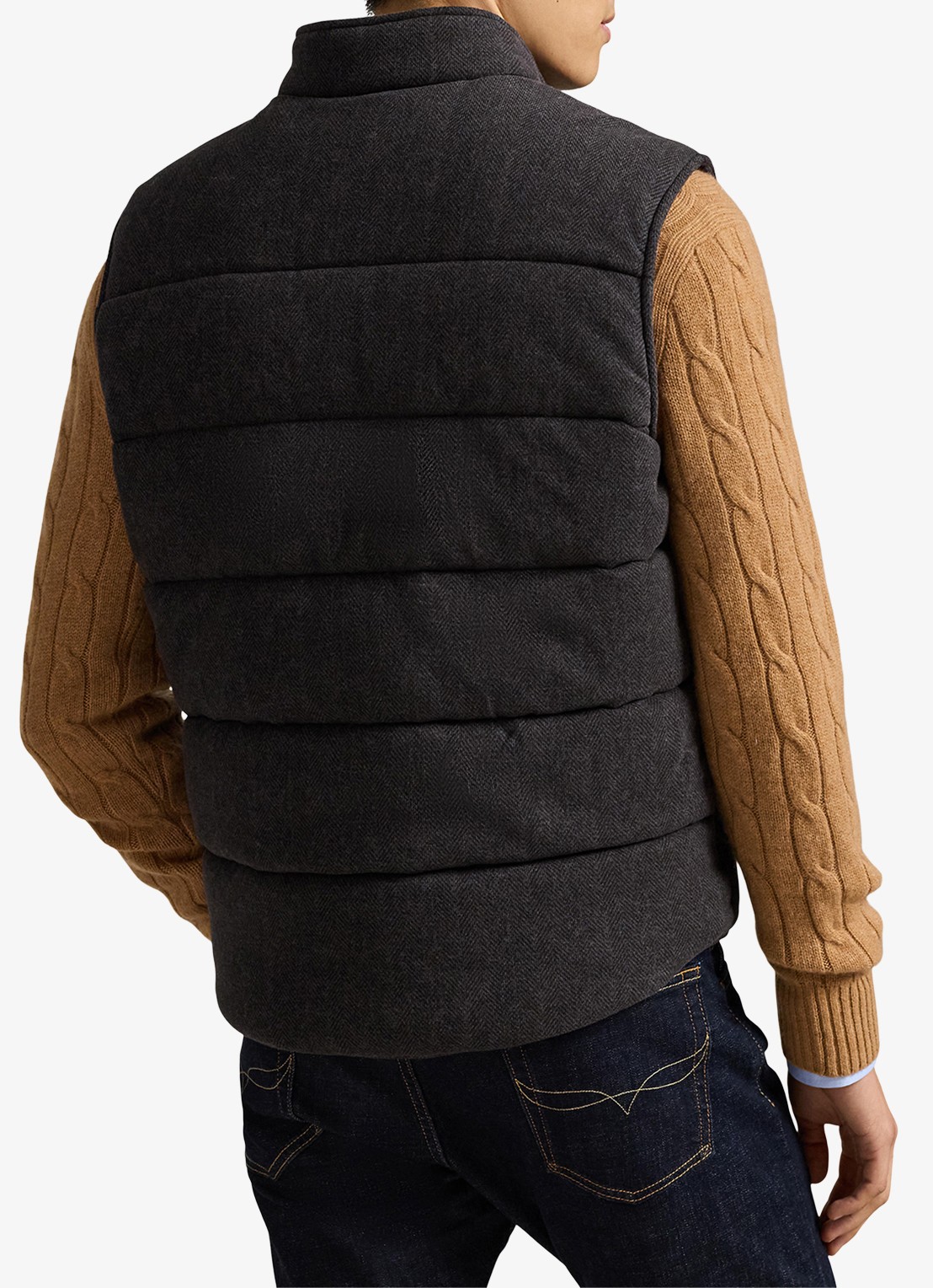 Ralph Lauren Estate-rib bodywarmer met visgraatprint - achterkant 5 donkergrijs