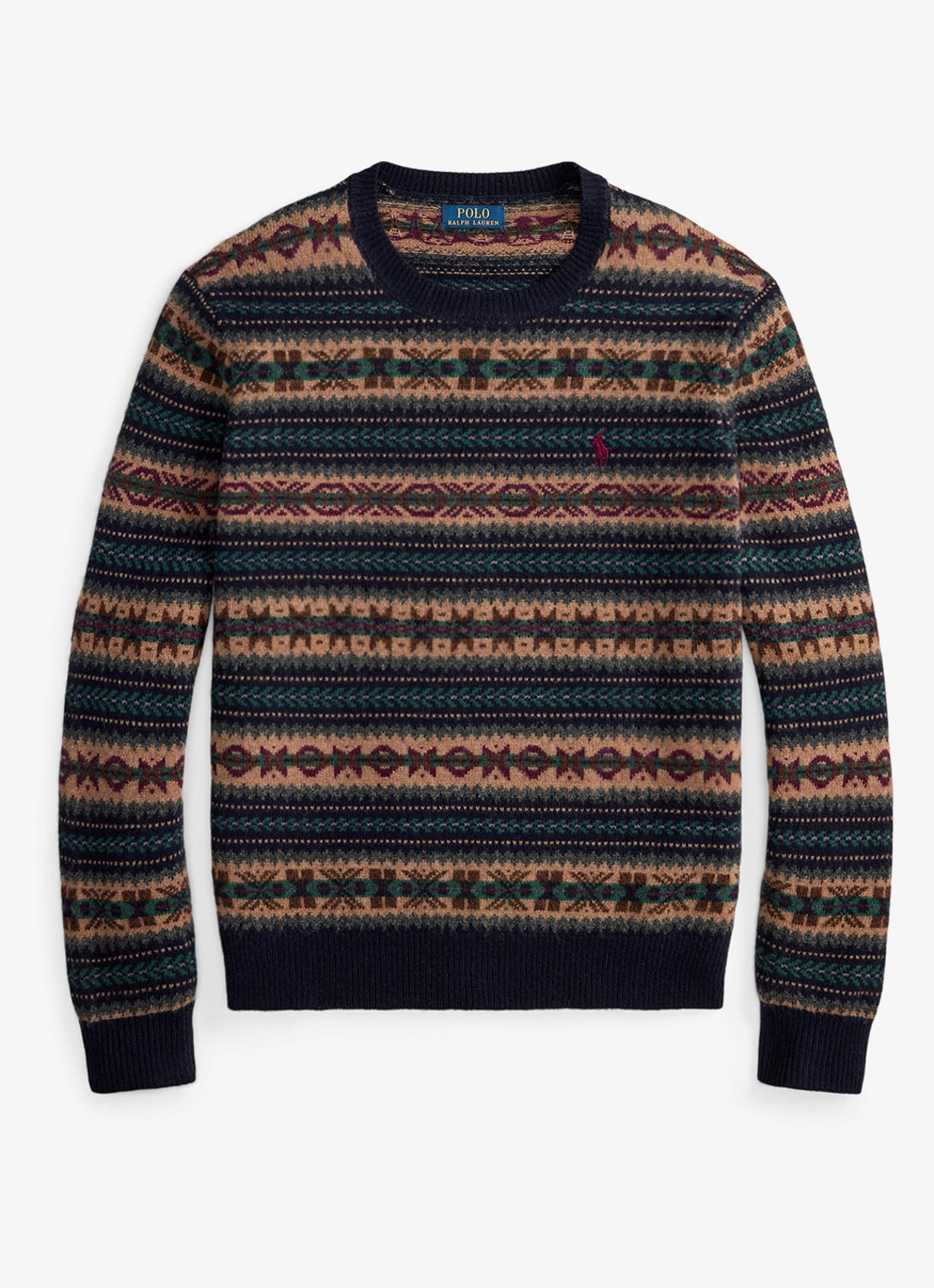 Ralph Lauren Fair Isle grofgebreide trui van wol met ingebreid patroon - voorkant 3 navy combo / donkerblauw