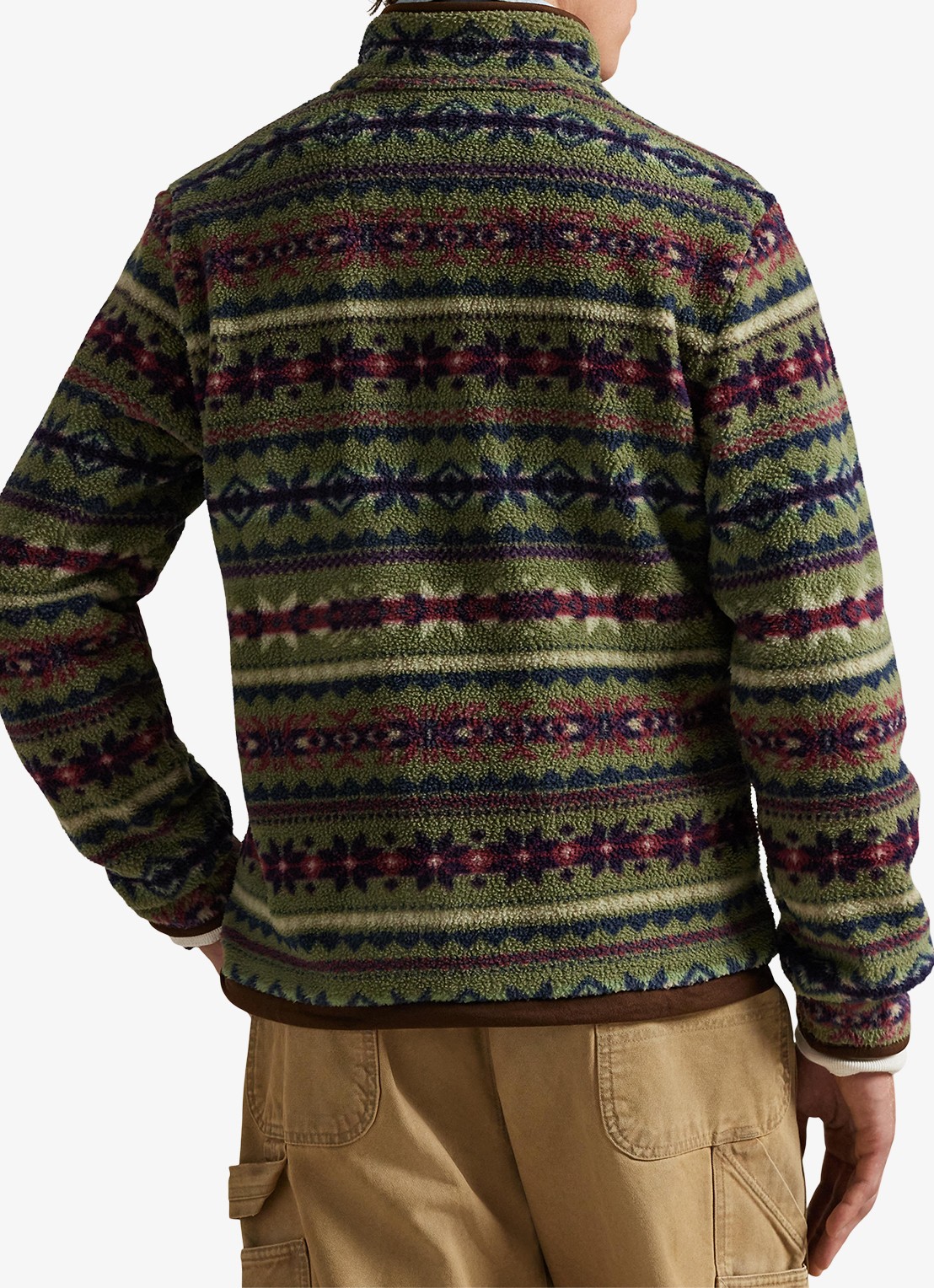 Ralph Lauren Fair Isle trui van fleece met polokraag - achterkant green combo / groen