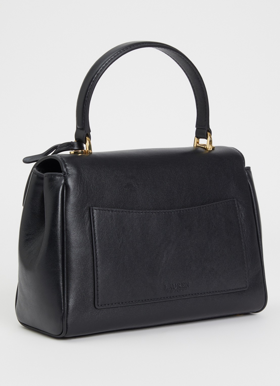 Ralph Lauren Farrah Small handtas van leer met afneembare schouderriem - achterkant 4 zwart