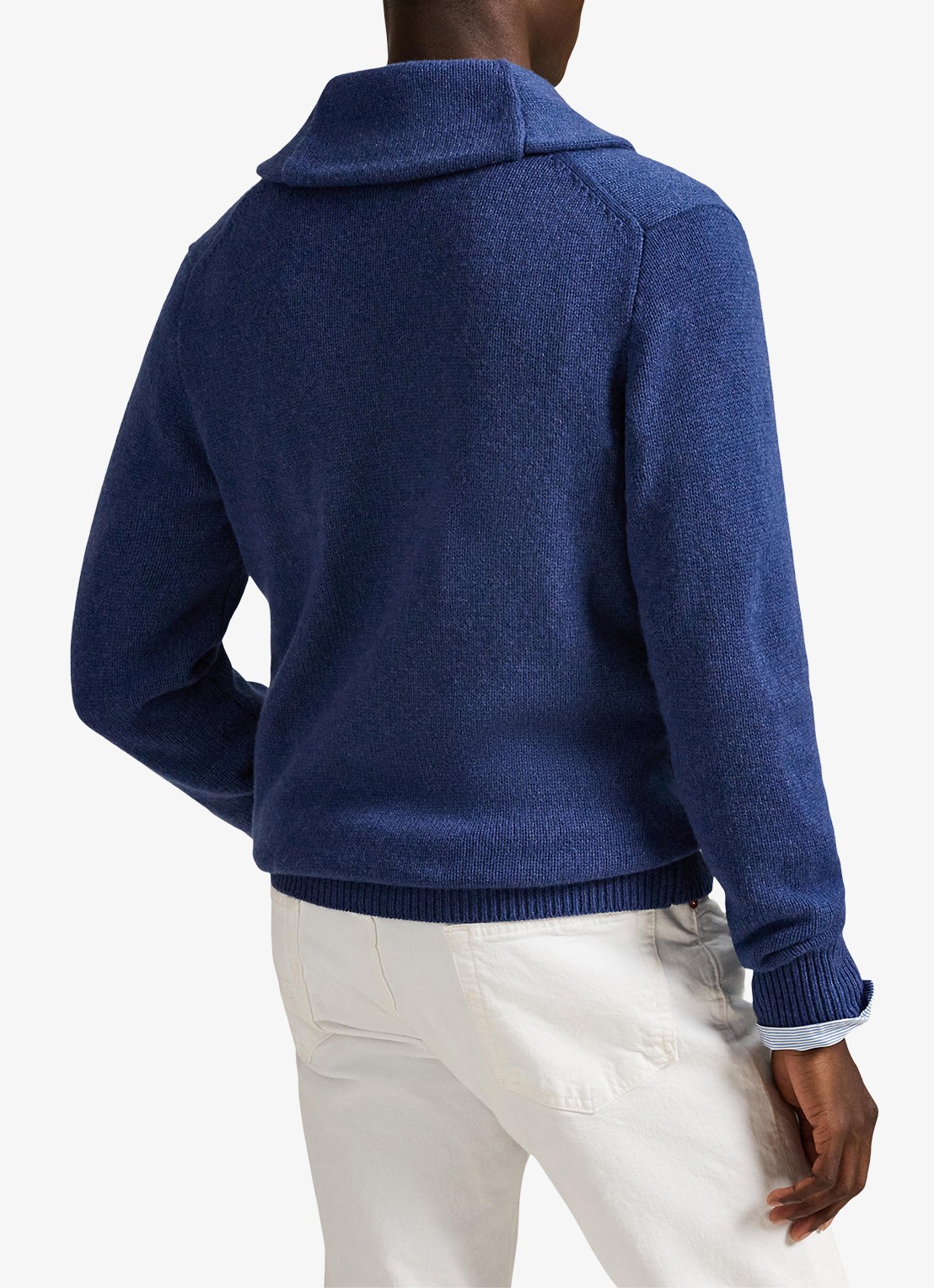 Ralph Lauren Fijngebreid vest in kasjmierblend met steekzakken - achterkant rustic navy / donkerblauw