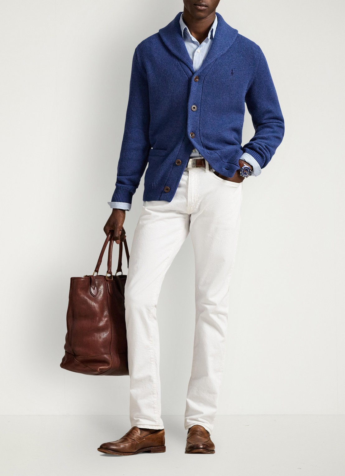 Ralph Lauren Fijngebreid vest in kasjmierblend met steekzakken - voorkant 3 rustic navy / donkerblauw
