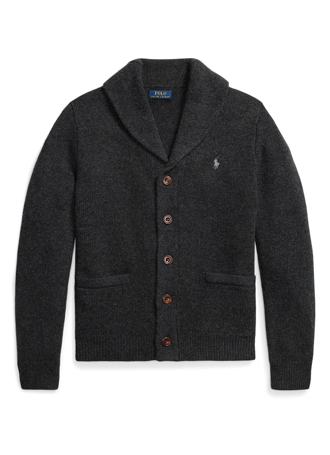 Ralph Lauren Fijngebreid vest in kasjmierblend met steekzakken - voorkant 4 dark granite / donkergrijs