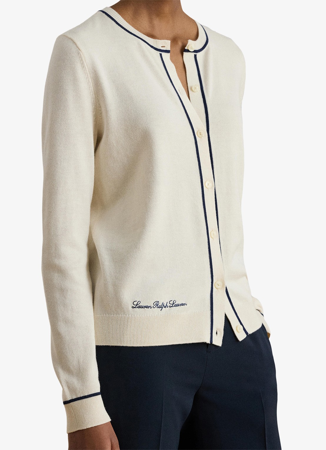 Ralph Lauren Fijngebreid vest met logoborduring - detail 2 creme