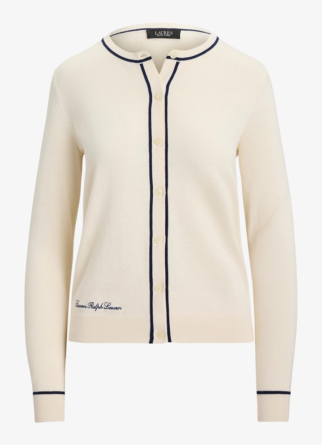 Ralph Lauren Fijngebreid vest met logoborduring - voorkant 3 creme