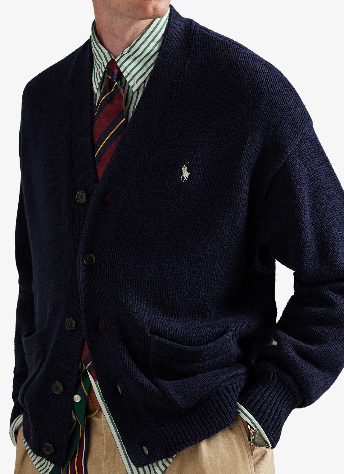 Ralph Lauren Fijngebreid vest met logoborduring - detail 3 hunter navy