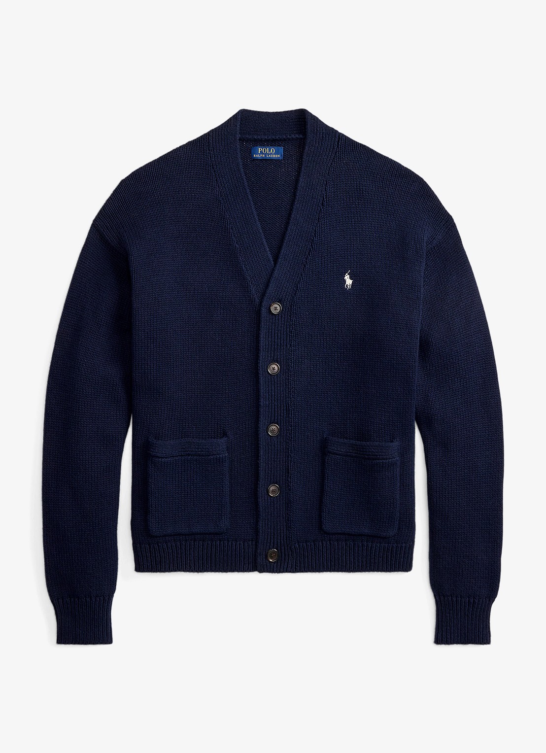 Ralph Lauren Fijngebreid vest met logoborduring - voorkant 4 hunter navy