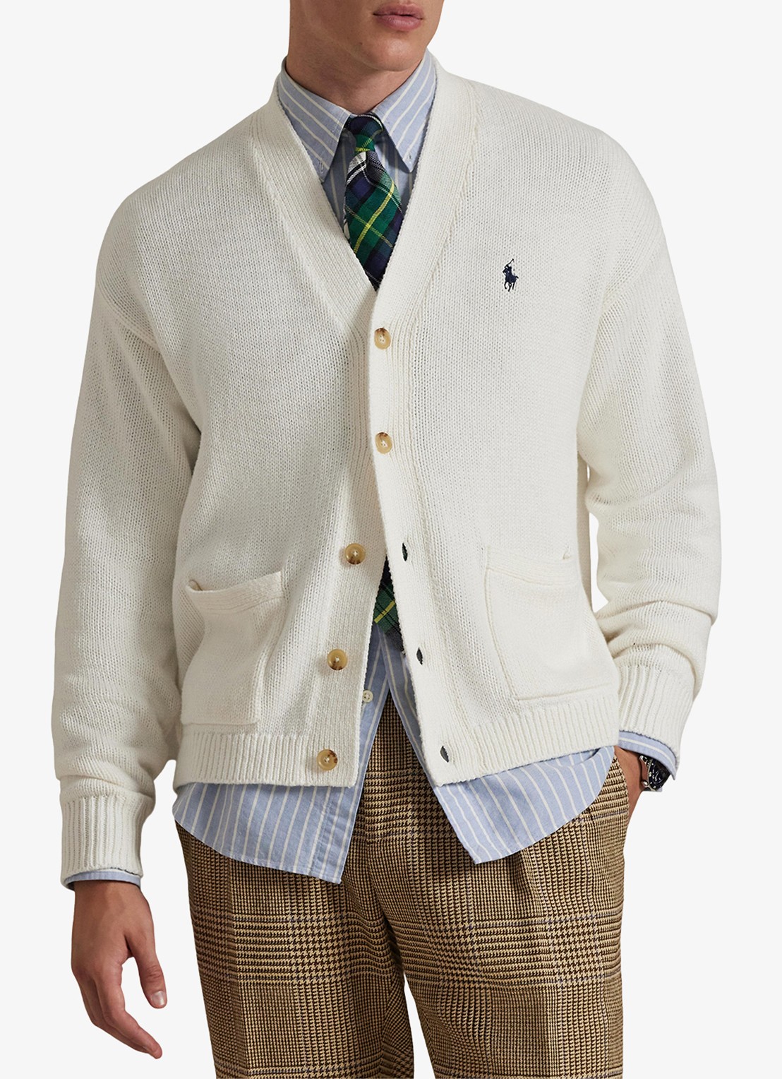 Ralph Lauren Fijngebreid vest met logoborduring - detail 4 deckwash white / wit