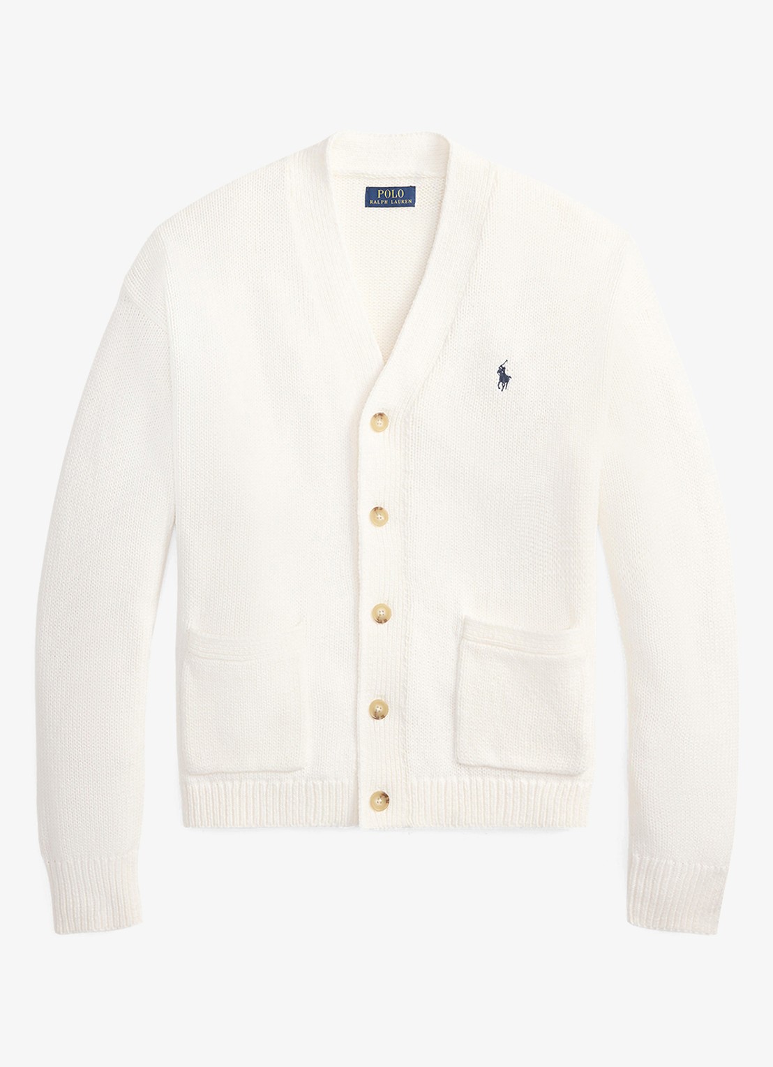 Ralph Lauren Fijngebreid vest met logoborduring - voorkant 2 deckwash white / wit