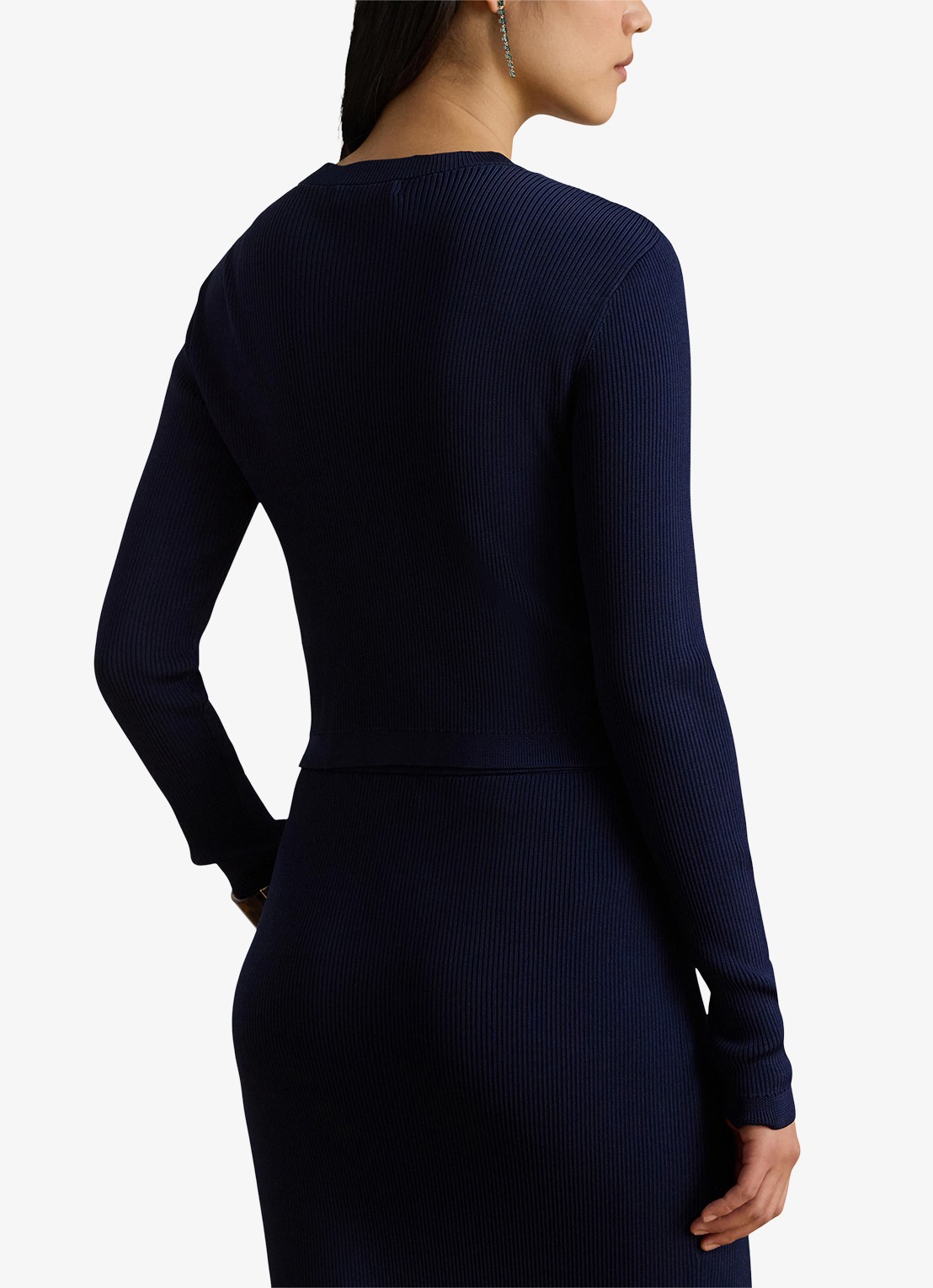 Ralph Lauren Fijngebreid vest met ribstructuur - achterkant 3 refined navy / donkerblauw