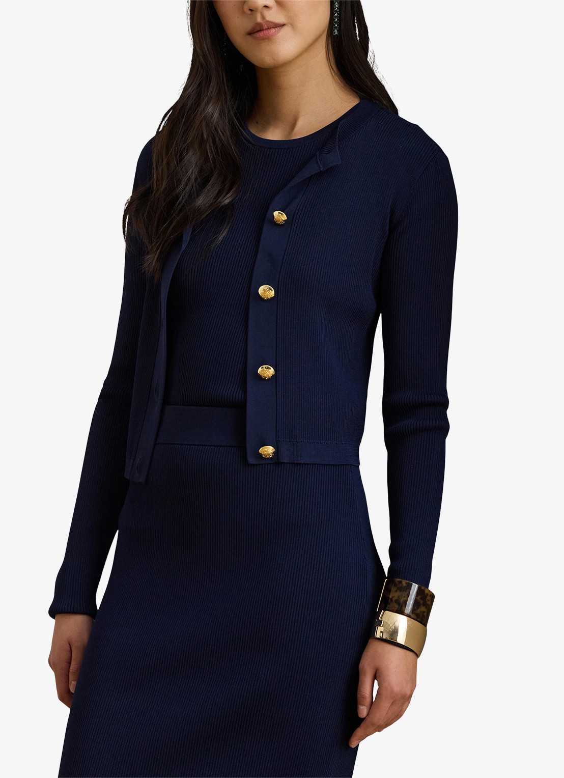 Ralph Lauren Fijngebreid vest met ribstructuur - detail 4 refined navy / donkerblauw