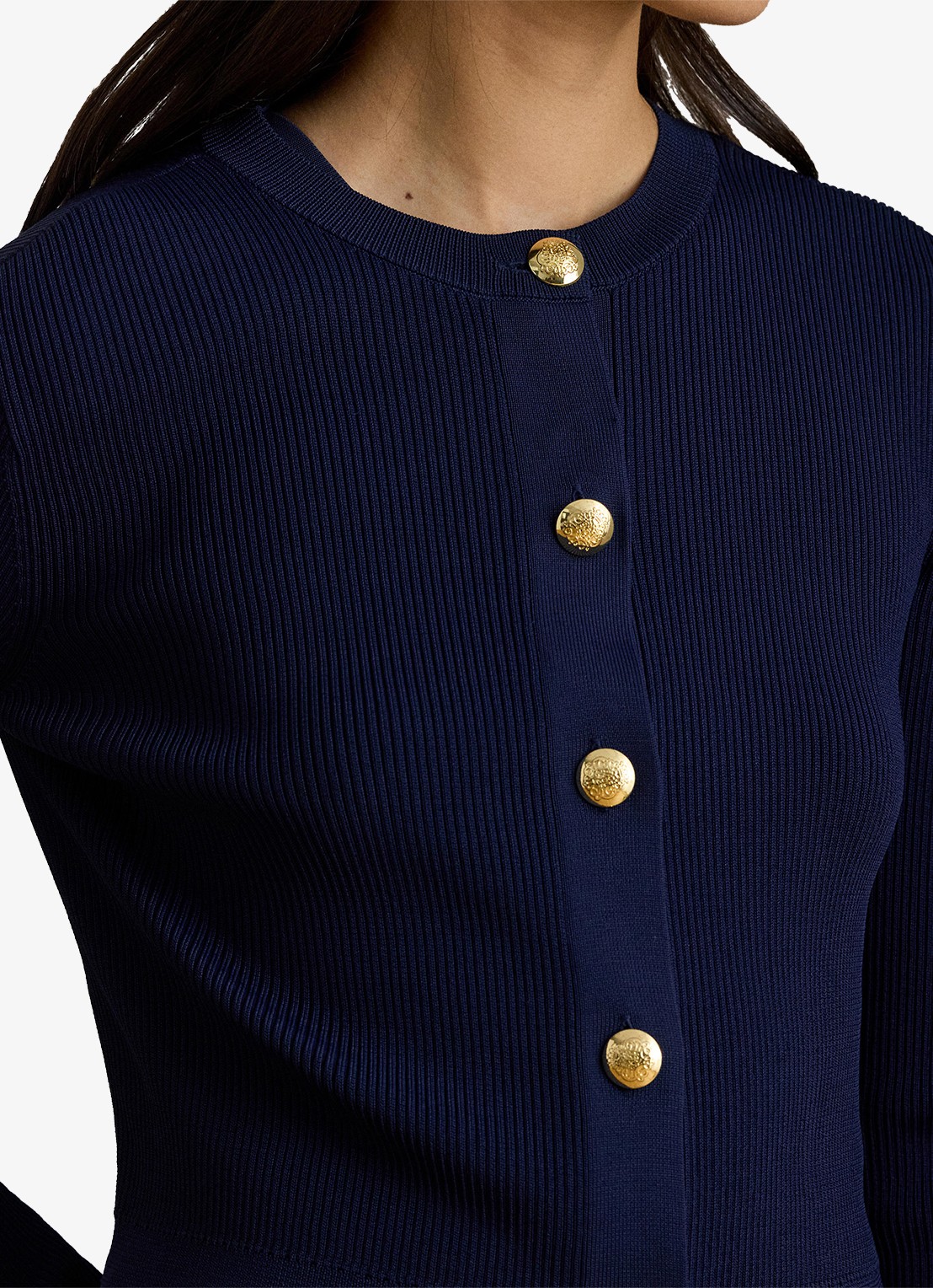 Ralph Lauren Fijngebreid vest met ribstructuur - detail 5 refined navy / donkerblauw