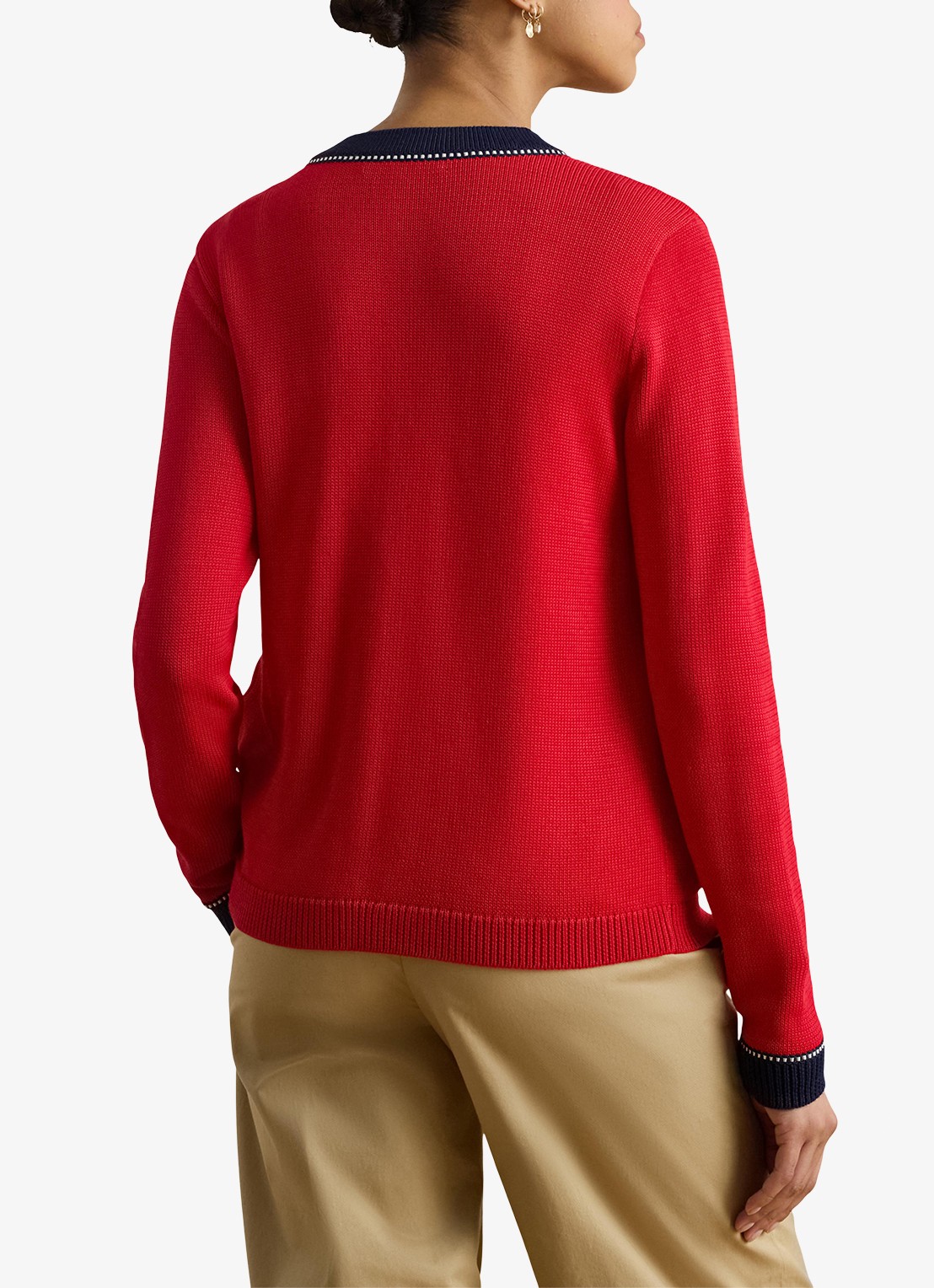 Ralph Lauren Fijngebreid vest met stretch - achterkant 3 cruise red multi / rood