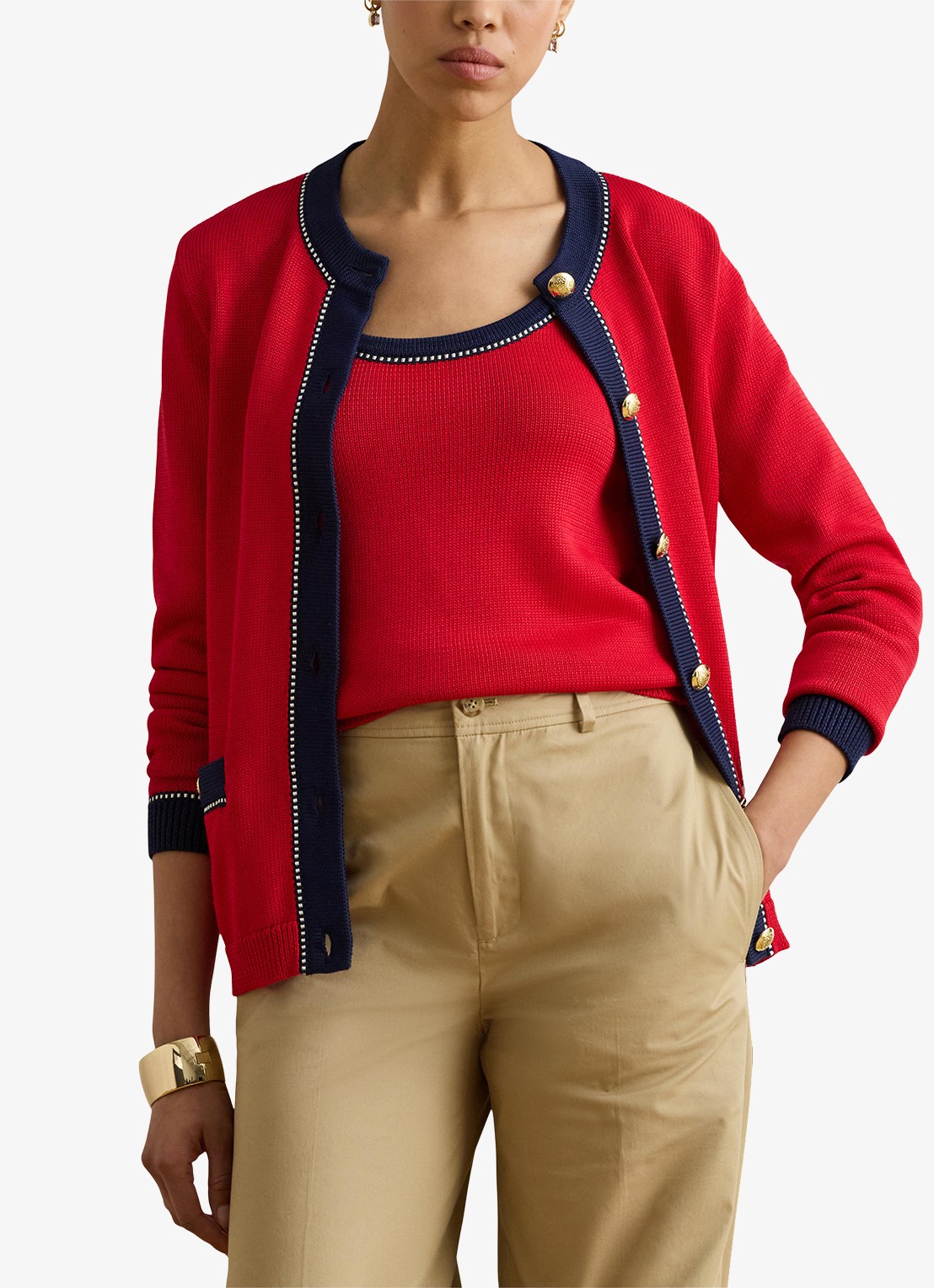 Ralph Lauren Fijngebreid vest met stretch - detail cruise red multi / rood