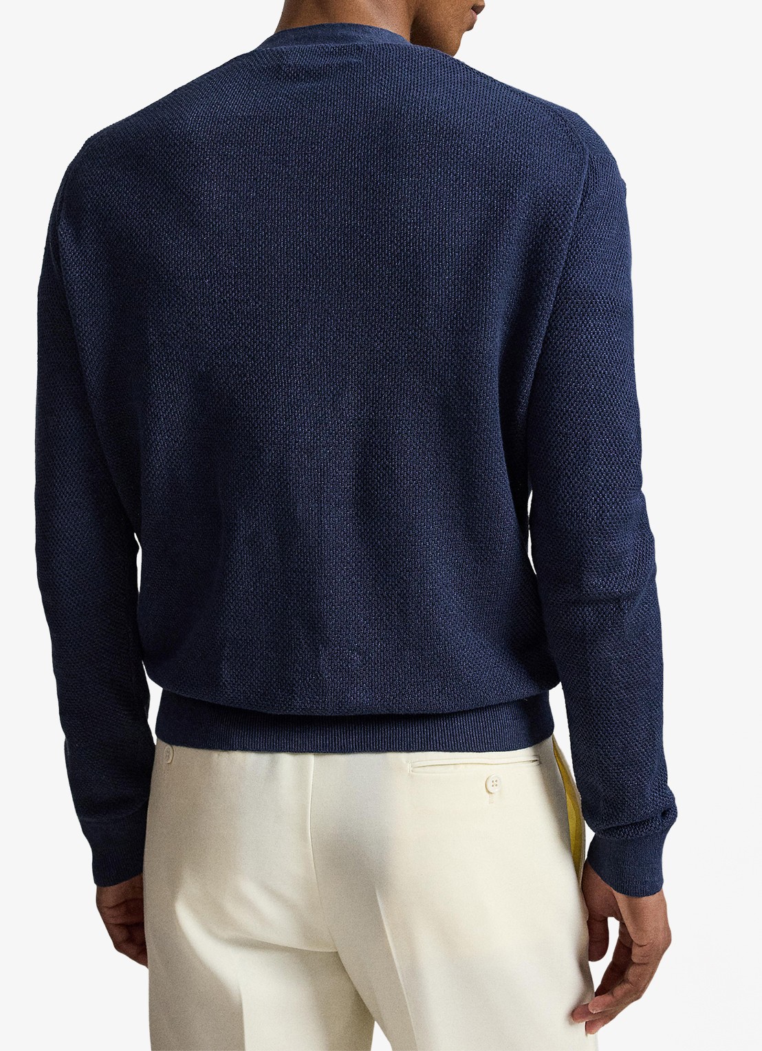 Ralph Lauren Fijngebreid vest van linnen - achterkant 5 newport navy / donkerblauw