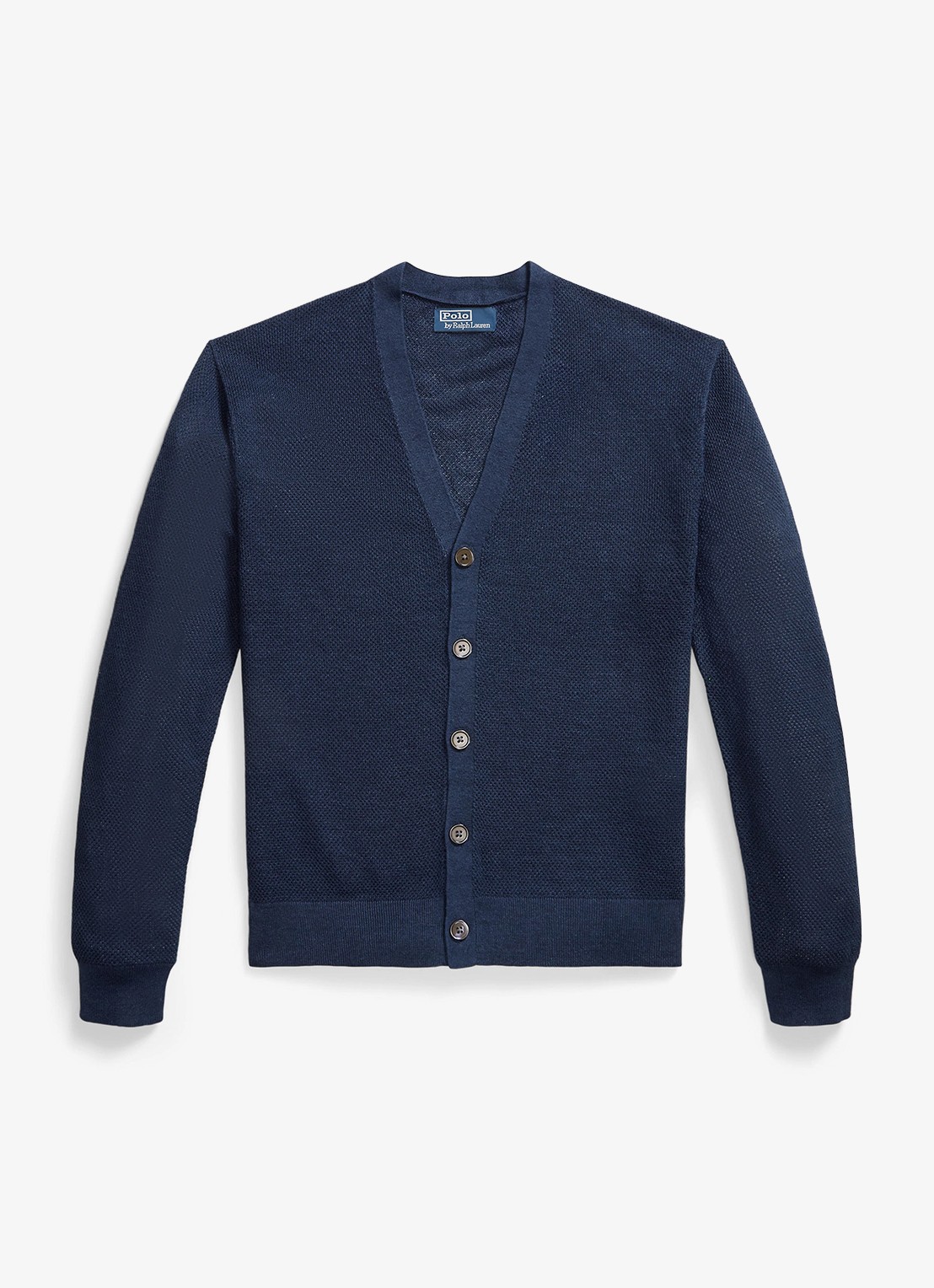 Ralph Lauren Fijngebreid vest van linnen - voorkant 3 newport navy / donkerblauw